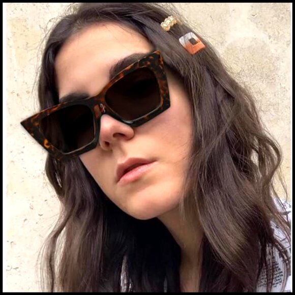 Vintage Square Cat Eye Sunglasses, Oversized Frame, UV400 Protection main image 6